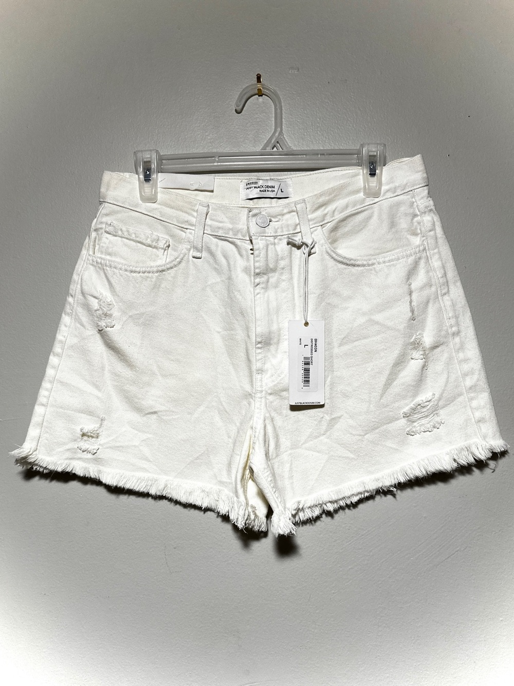 JBD Made in USA White High-Rise Denim Shorts